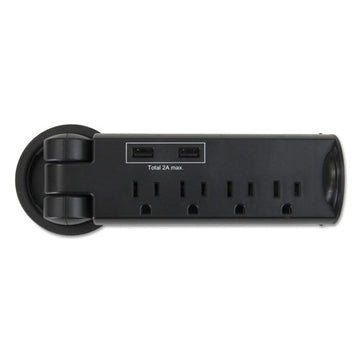 Safco® Pull-up Power Module, 4 Outlets, 2 Usb Ports, 8 Ft Cord, Black freeshipping - TVN Wholesale